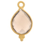 16x9mm 925 St Silver Faceted Charm with Balls - Gold Tone - Smoky Quartz x1