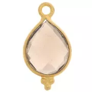 16x9mm 925 St Silver Faceted Charm with Balls - Gold Tone - Smoky Quartz x1