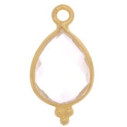 16x9mm 925 St Silver Faceted Charm with Balls - Gold Tone - Rock Crystal x1|raw }}