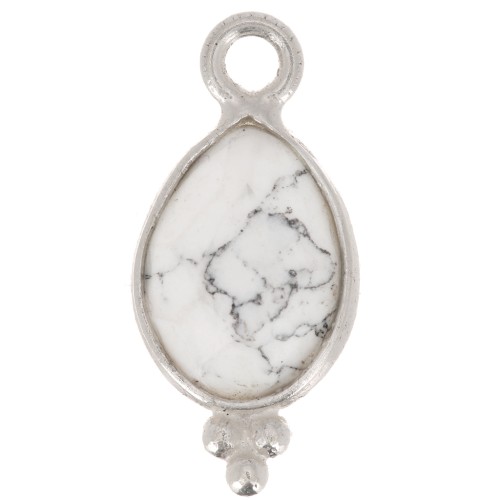 14x7mm 925 sterling silver Faceted Charm with Balls - Howlite x1