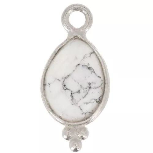 14x7mm 925 sterling silver Faceted Charm with Balls - Howlite x1