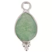 14x7mm 925 sterling silver Faceted Charm with Balls - Aventurine x1