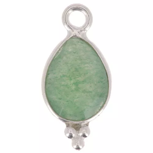 14x7mm 925 sterling silver Faceted Charm with Balls - Aventurine x1
