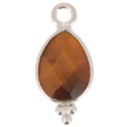 14x7mm 925 sterling silver Faceted Charm with Balls - Tiger Eye x1
