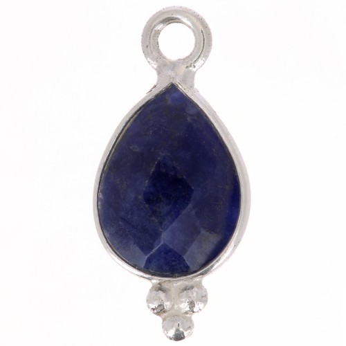 14x7mm 925 sterling silver Faceted Charm with Balls - Sodalite x1