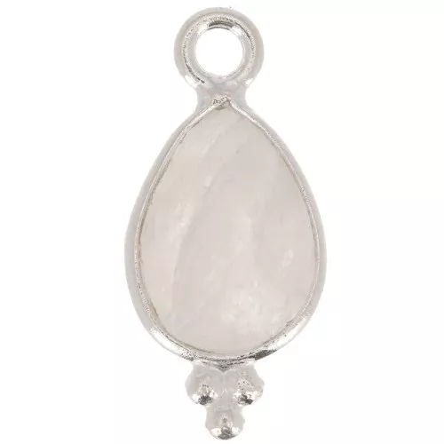 14x7mm 925 sterling silver Faceted Charm with Balls - Moonstone x1