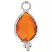 14x7mm 925 sterling silver Faceted Charm with Balls - imitation Carnelian x1