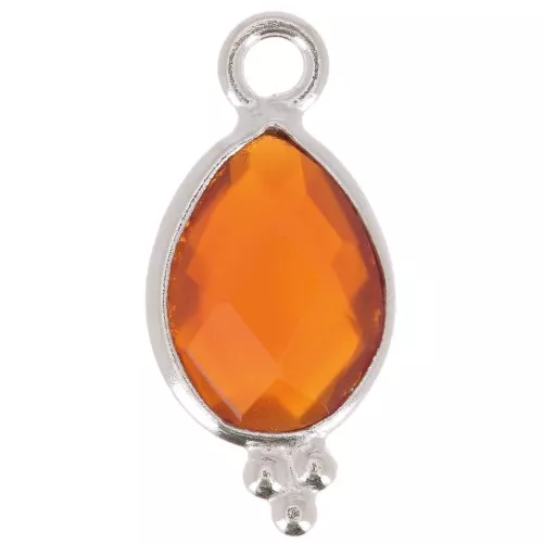 14x7mm 925 sterling silver Faceted Charm with Balls - imitation Carnelian x1