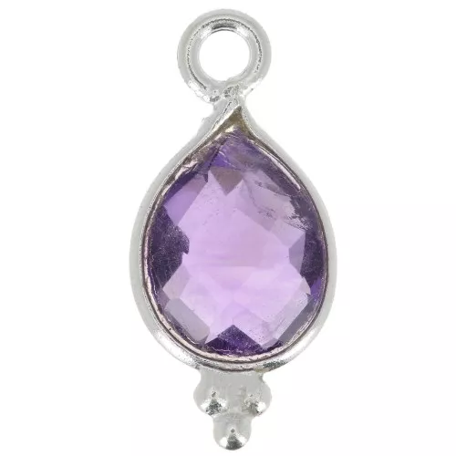 14x7mm 925 sterling silver Faceted Charm with Balls - Amethyst x1
