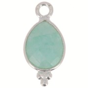 14x7mm 925 sterling silver Faceted Charm with Balls - Amazonite x1