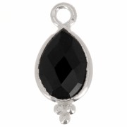 14x7mm 925 sterling silver Faceted Charm with Balls - Black Onyx x1