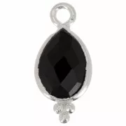 14x7mm 925 sterling silver Faceted Charm with Balls - Black Onyx x1
