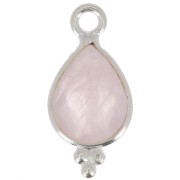 14x7mm 925 sterling silver Faceted Charm with Balls - Rose Quartz x1|raw }}