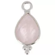 14x7mm 925 sterling silver Faceted Charm with Balls - Rose Quartz x1