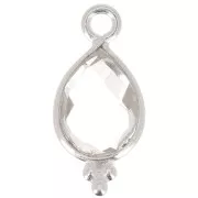 14x7mm 925 sterling silver Faceted Charm with Balls - Rock Crystal x1