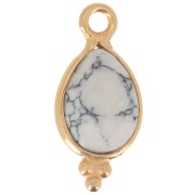 14x7mm 925 sterling silver Faceted Charm with Balls - Gold Plated - Howlite x1