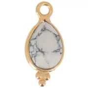 14x7mm 925 sterling silver Faceted Charm with Balls - Gold Plated - Howlite x1