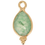 14x7mm 925 sterling silver Faceted Charm with Balls - Gold Plated - Aventurine x1