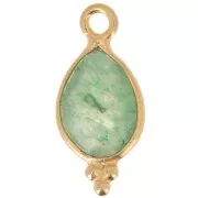 14x7mm 925 sterling silver Faceted Charm with Balls - Gold Plated - Aventurine x1