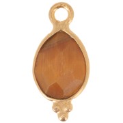 14x7mm 925 sterling silver Faceted Charm with Balls - Gold Plated - Tiger Eye x1|raw }}