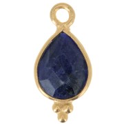 14x7mm 925 sterling silver Faceted Charm with Balls - Gold Plated - Sodalite x1
