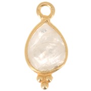 14x7mm 925 sterling silver Faceted Charm with Balls - Gold Plated - Moonstone x1