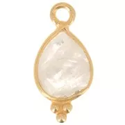 14x7mm 925 sterling silver Faceted Charm with Balls - Gold Plated - Moonstone x1