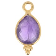 14x7mm 925 sterling silver Faceted Charm with Balls - Gold Plated - Amethyst x1|raw }}