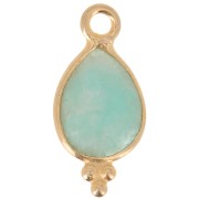 14x7mm 925 sterling silver Faceted Charm with Balls - Gold Plated - Amazonite x1|raw }}