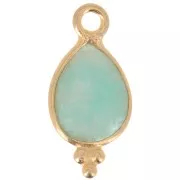 14x7mm 925 sterling silver Faceted Charm with Balls - Gold Plated - Amazonite x1