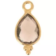 14x7mm 925 sterling silver Faceted Charm with Balls - Gold Plated - Smoky Quartzx1