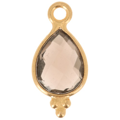 14x7mm 925 sterling silver Faceted Charm with Balls - Gold Plated - Smoky Quartzx1