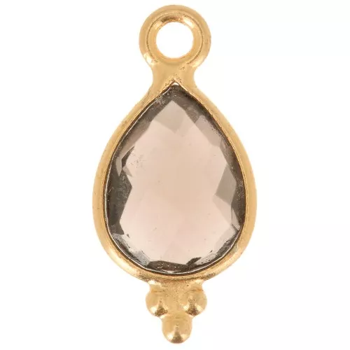 14x7mm 925 sterling silver Faceted Charm with Balls - Gold Plated - Smoky Quartzx1