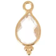 14x7mm 925 sterling silver Faceted Charm with Balls - Gold Plated - Crystal Rock x