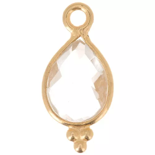 14x7mm 925 sterling silver Faceted Charm with Balls - Gold Plated - Crystal Rock x