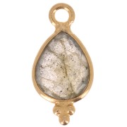 14x7mm 925 sterling silver Faceted Charm with Balls - Gold Plated - Labradorite x1