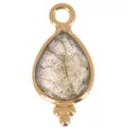 14x7mm 925 sterling silver Faceted Charm with Balls - Gold Plated - Labradorite x1