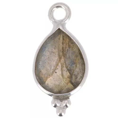 14x7mm 925 sterling silver Faceted Charm with Balls - Labradorite x1