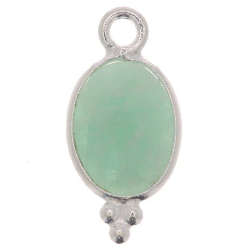 14x7mm 925 Sterling Silver Faceted charm with balls - Amazonite x1
