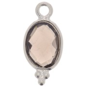 14x7mm 925 Sterling Silver Faceted charm with balls - Smoky Quartz x1