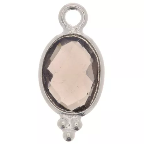 14x7mm 925 Sterling Silver Faceted charm with balls - Smoky Quartz x1