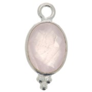 14x7mm 925 Sterling Silver Faceted charm with balls - Rose Quartz x1
