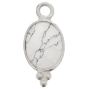 14x7mm 925 Sterling Silver Faceted charm with balls - Howlite x1