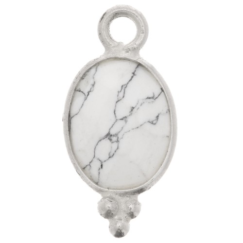 14x7mm 925 Sterling Silver Faceted charm with balls - Howlite x1