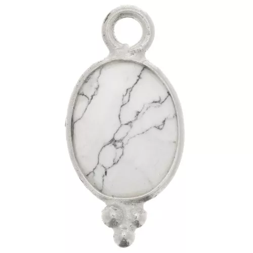 14x7mm 925 Sterling Silver Faceted charm with balls - Howlite x1