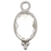 14x7mm 925 Sterling Silver Faceted charm with balls - Rock Crystal x1