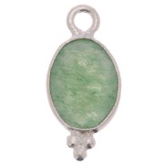 14x7mm 925 Sterling Silver Faceted charm with balls - Aventurine x1|raw }}