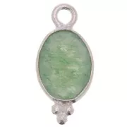 14x7mm 925 Sterling Silver Faceted charm with balls - Aventurine x1