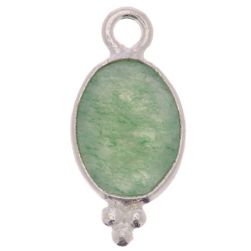 14x7mm 925 Sterling Silver Faceted charm with balls - Aventurine x1