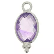 14x7mm 925 Sterling Silver Faceted charm with balls - Amethyst x1